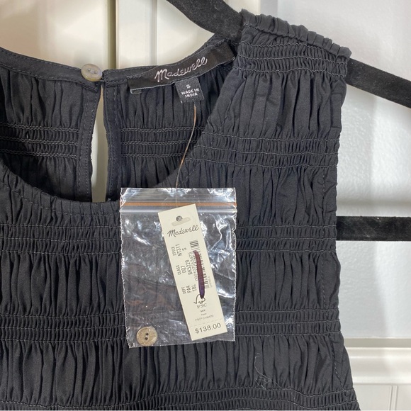 Madewell true black The Melody Bubble-Hem Smocked Midi Dress in Poplin small nwt - Picture 3 of 10